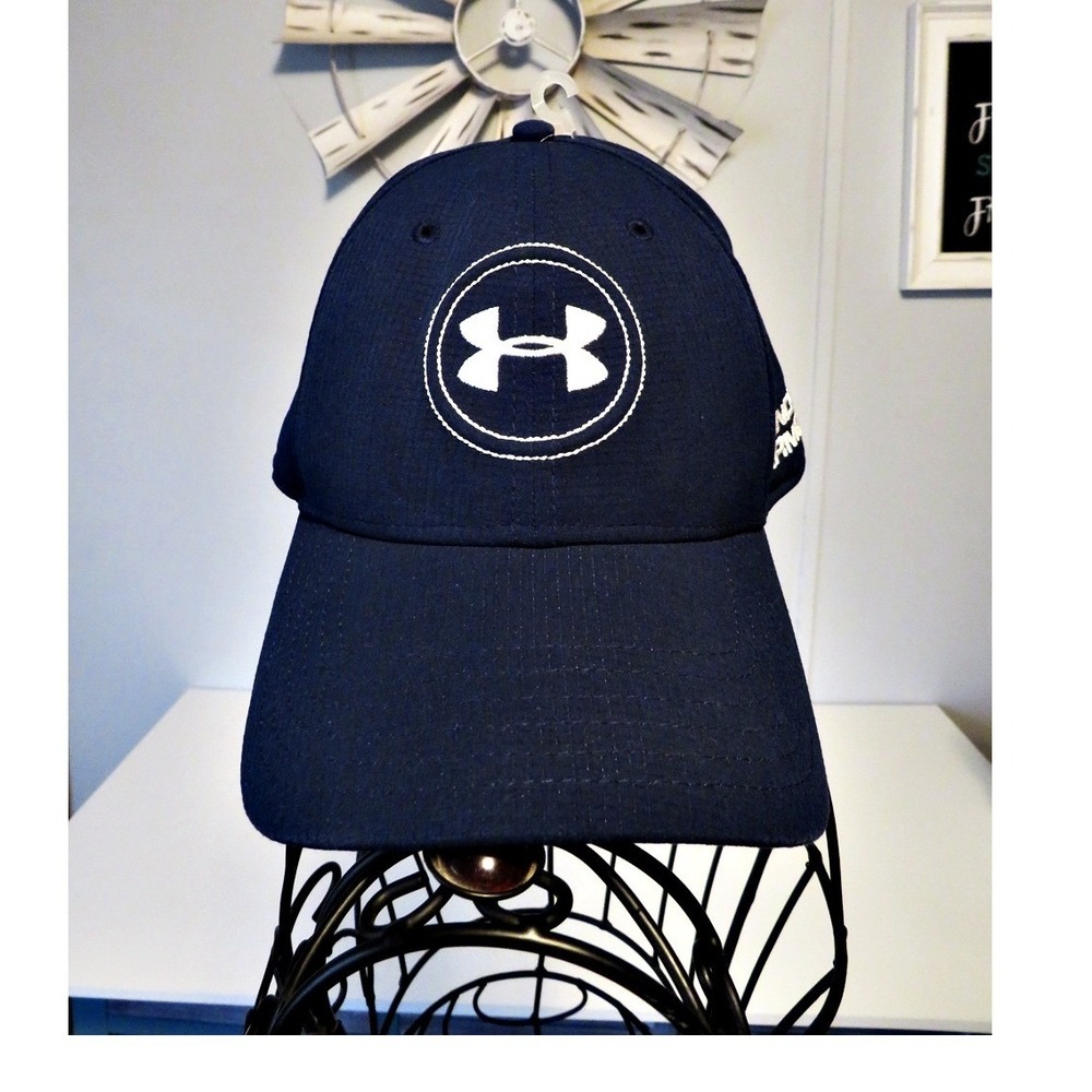 Under‎ Armour Golf Fitted Hat Cap Navy Blue XL/2XL Stretch Fit Embroidered Logo